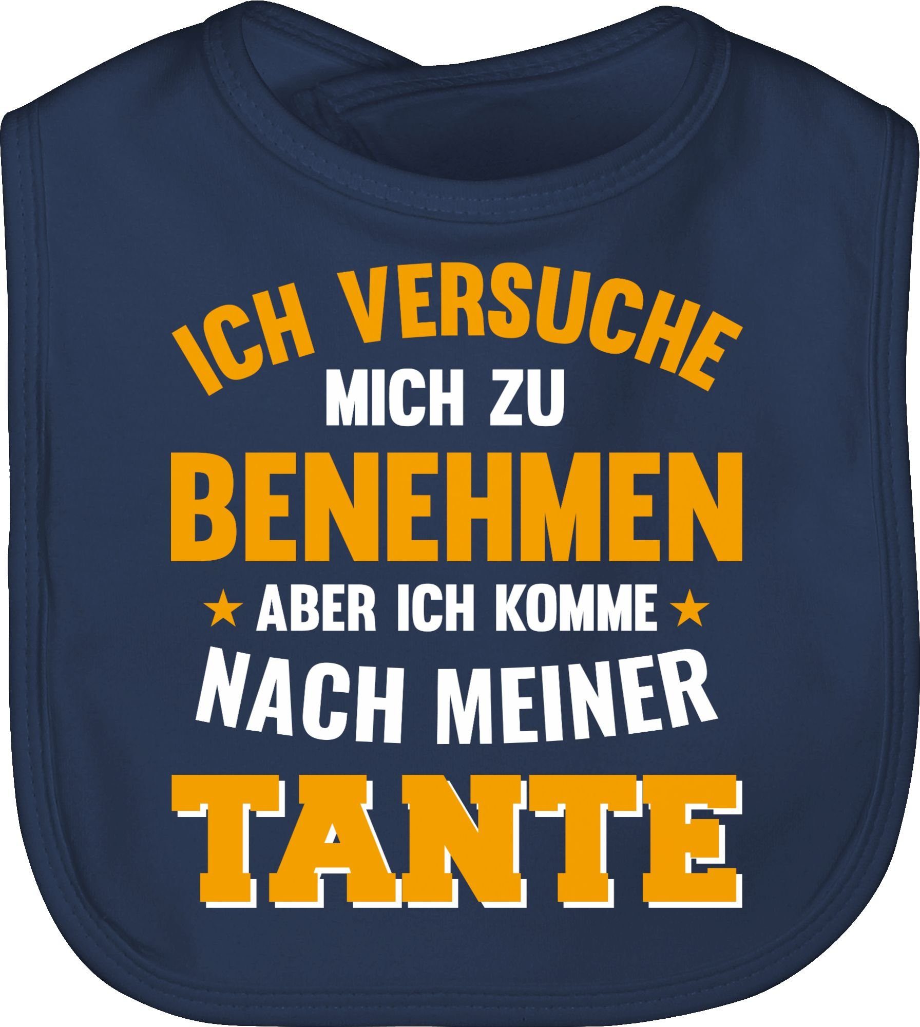 Shirtracer Lätzchen Ich versuche mich zu benehmen aber ich komme nach meiner Tante orange, Sprüche Baby 1 Navy Blau