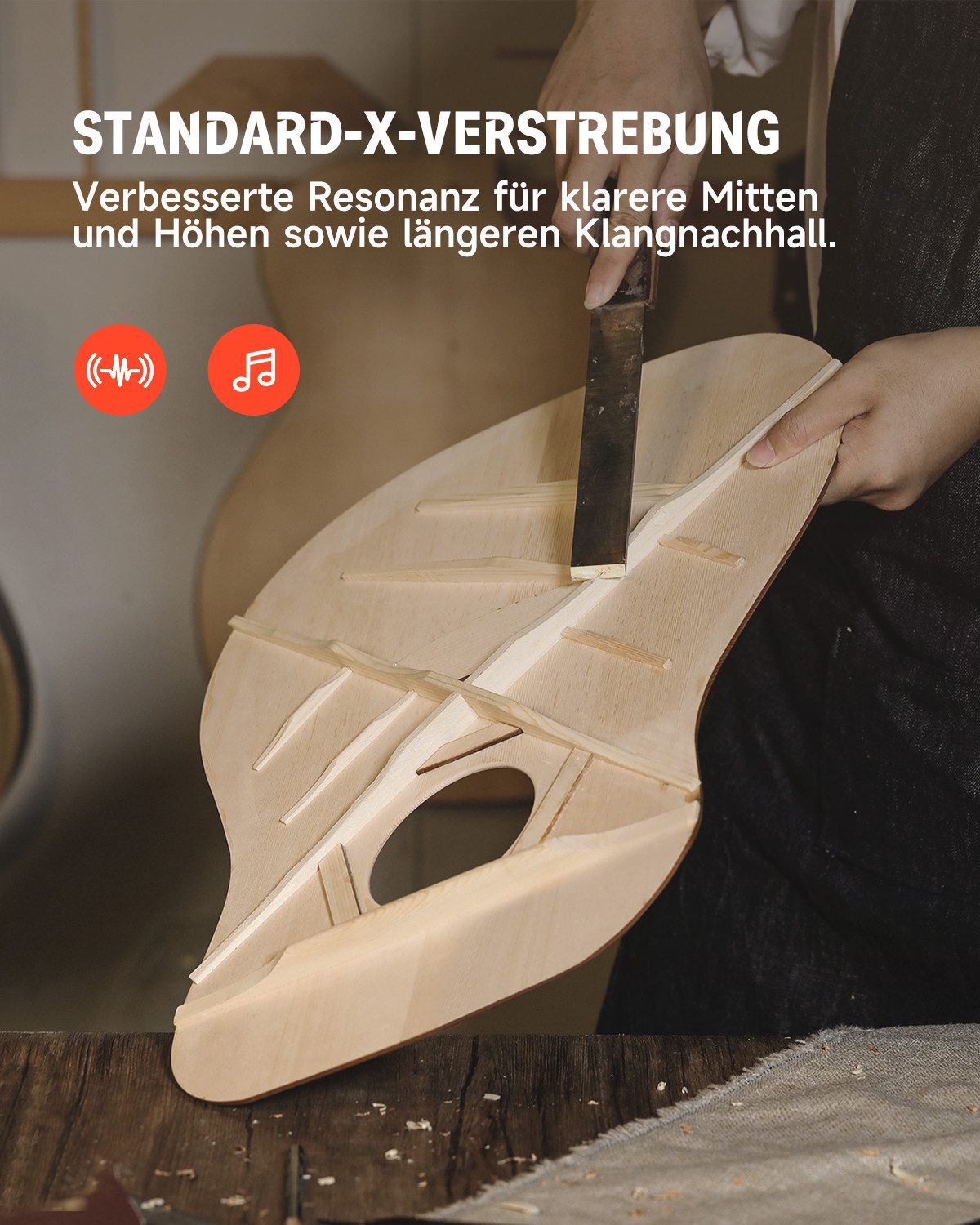 Donner Akustikgitarre Akustikgitarre in voller Größe 41 Zoll DAG-1CB, Komplettset, mit Gigbag, Gurt, Stimmgerät, Schlagbrett, für Anfänger in voller Größe kompl – Bild 2 von 5