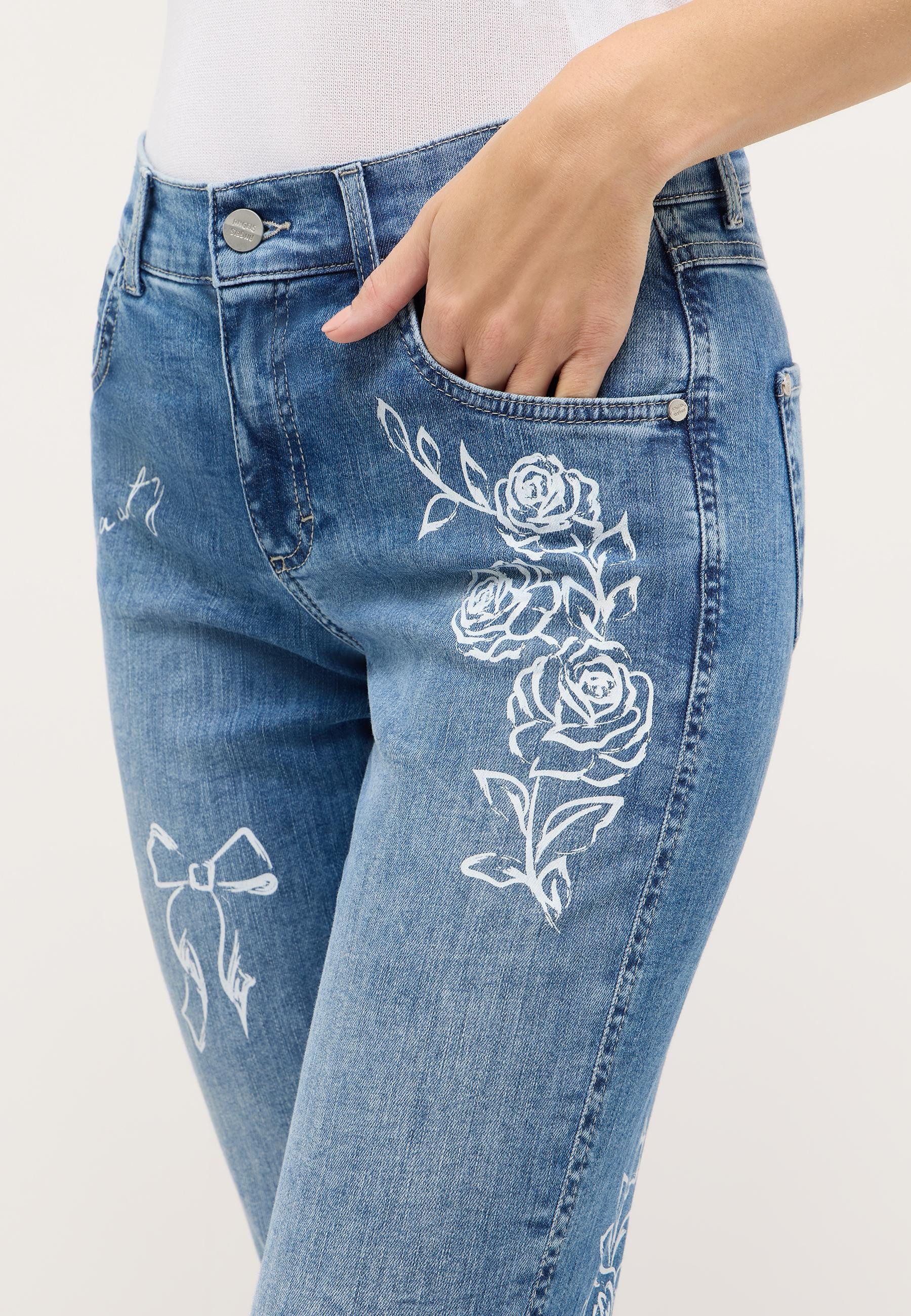 ANGELS High-waist-Jeans Darleen Beauty mit floralen Prints und Stretch