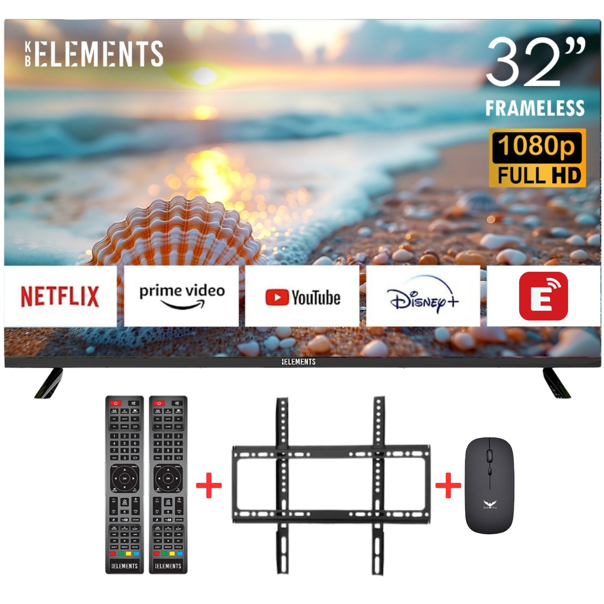 KB Elements ELT32DE14S LED-Fernseher (81 cm/32 Zoll, Full HD, Smart-TV, Android 14, 2 x Fernbedienungen)