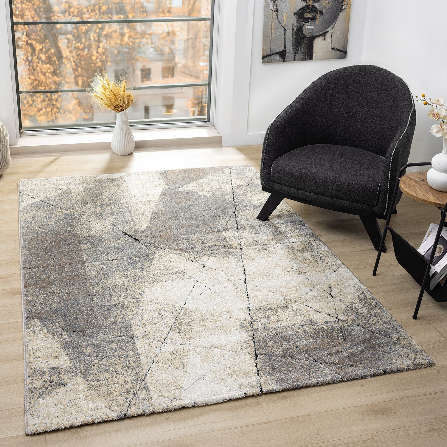 Vimoda Teppich Kurzflor Modern, Marmor Motiv Weich & dicht, Rechteckig, Höh günstig online kaufen