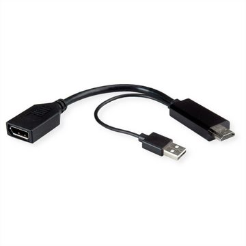 ROLINE 4K HDMI - DisplayPort-Adapter, v1.2, HDMI ST - DP BU Audio- & Video-Adapter HDMI Typ A Männlich (Stecker) zu DisplayPort Weiblich (Buchse), 15.0 cm, Aktiv
