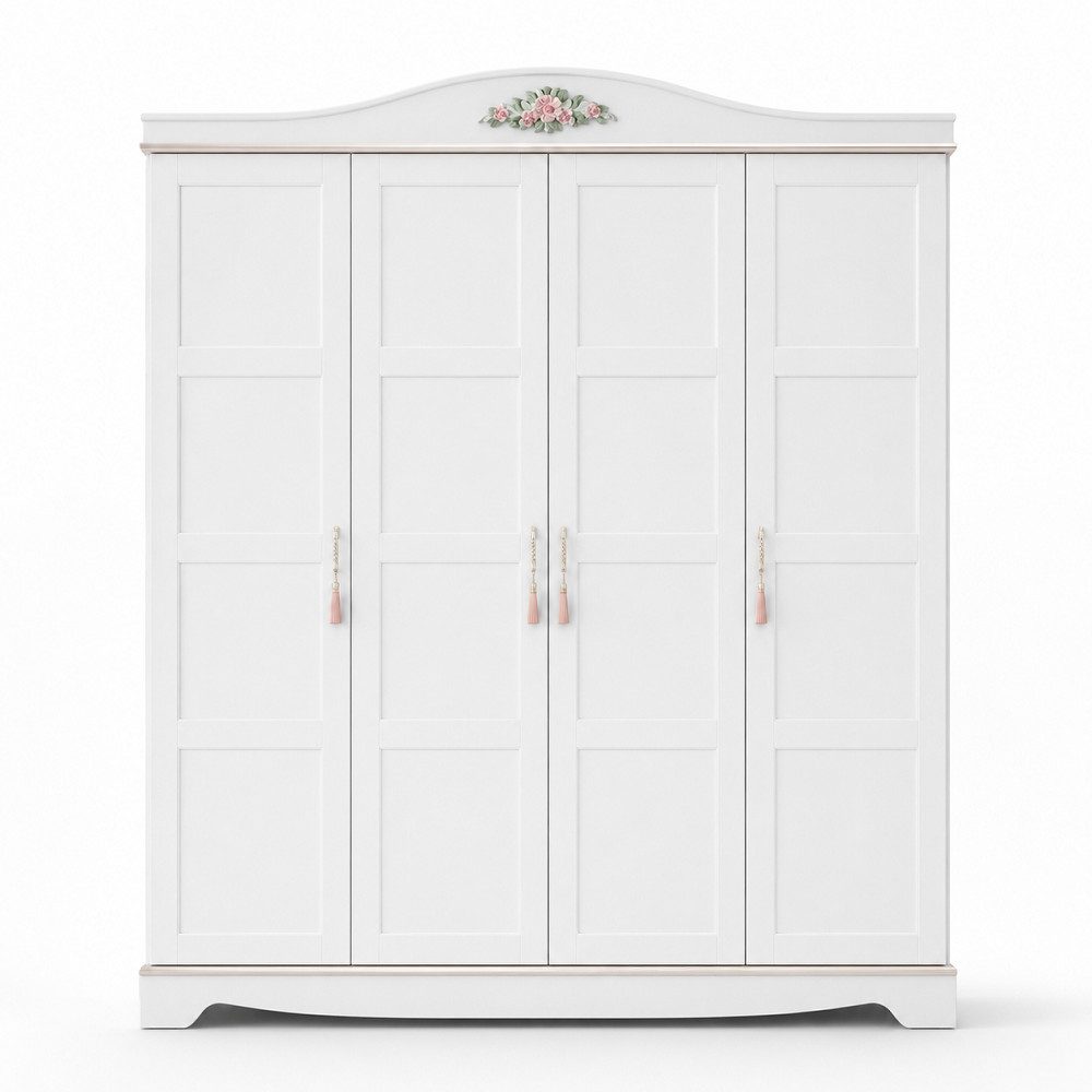 Xlmoebel Kleiderschrank Designer Holzschrank in Rosa mit vier Türen für das Kinderzimmer (1-St., Kleiderschrank) Hergestellt in Europa