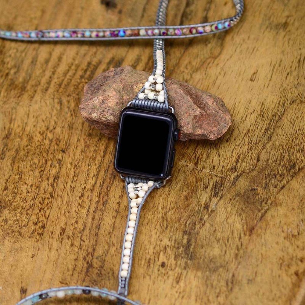 Uhrengurt,Armband,Natürlicher Kiefernstein Smartwatch-Armband gewebter ELEKIN Gurt 38-41,42-45mm