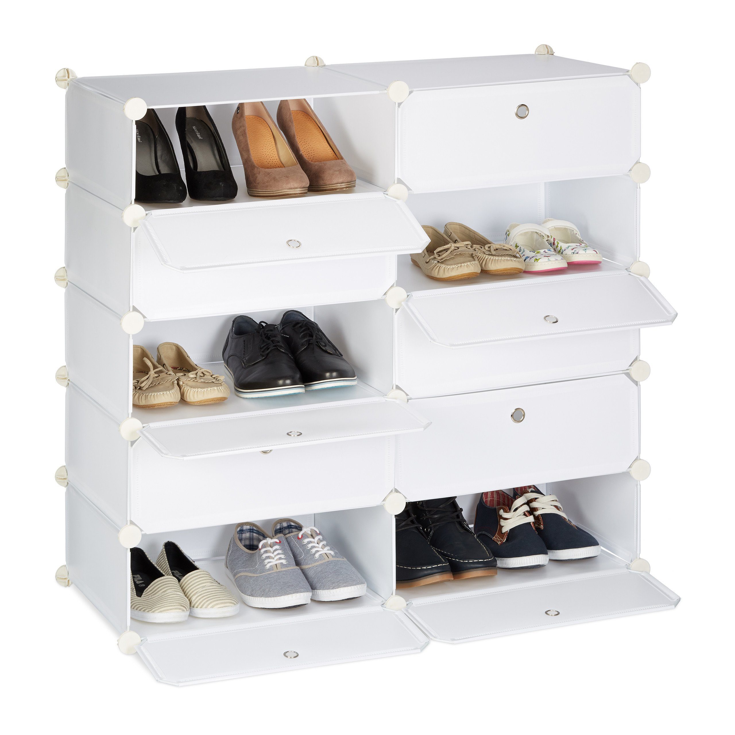 relaxdays Schuhschrank mit 10 Fäch Weiß günstig online kaufen