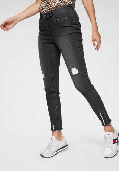 Generisch Damen Slims Classic Jeans Bequeme Stretch-RöHrenjeans Zerrissene Loch-Denim-Hose In Distressed-Optik 