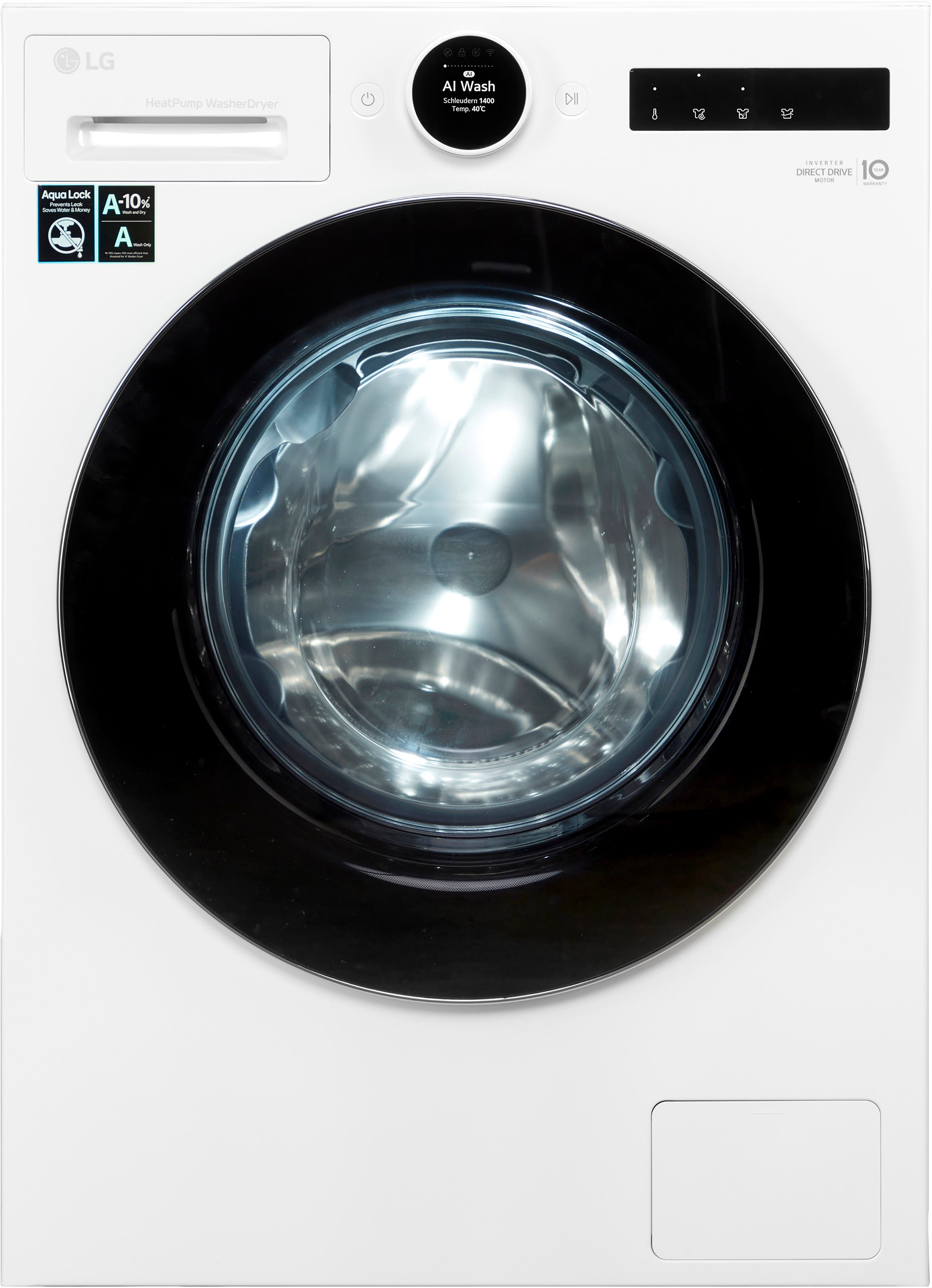 LG Waschtrockner X-Serie HPWD096C, 9 kg, 6 kg, 1400 U/min, Easy-Touch Drehregler, Wärmepumpe, TurboWash+Dry, AI Wash+Dry – Bild 2 von 5