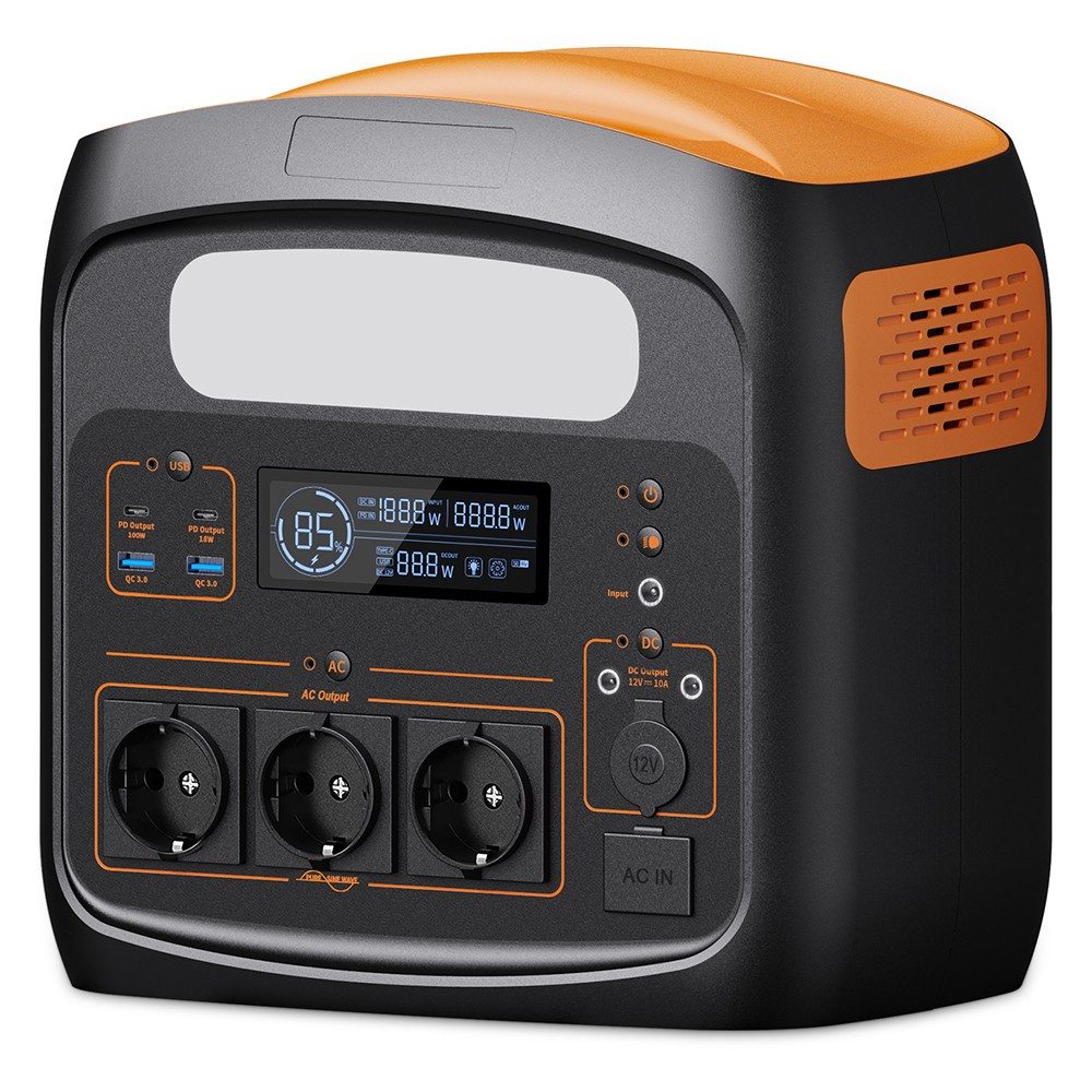 NECESPOW N1200 1200W 1100.25Wh LiFePO4 Batterie Powerstation 294000 mAh, AC Steckdosen x 3 1200W (2400W Spitze)