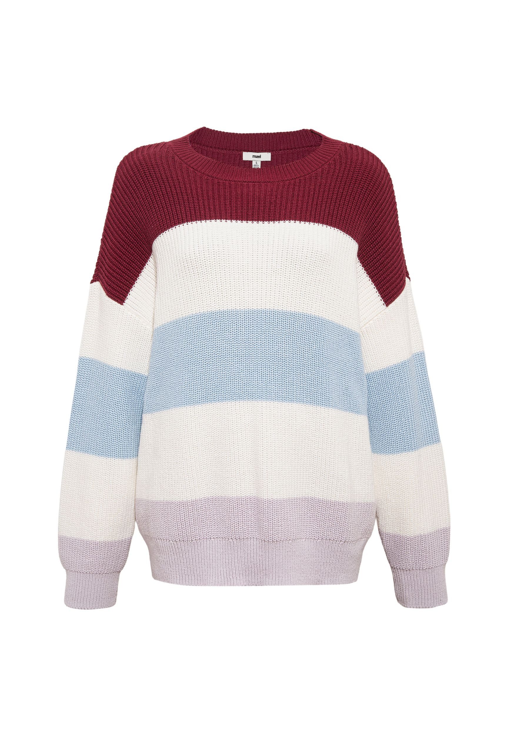 Mavi Longpullover Loose Fit Langarm Rundhals Weich STRIPED SWEATER, heather günstig online kaufen