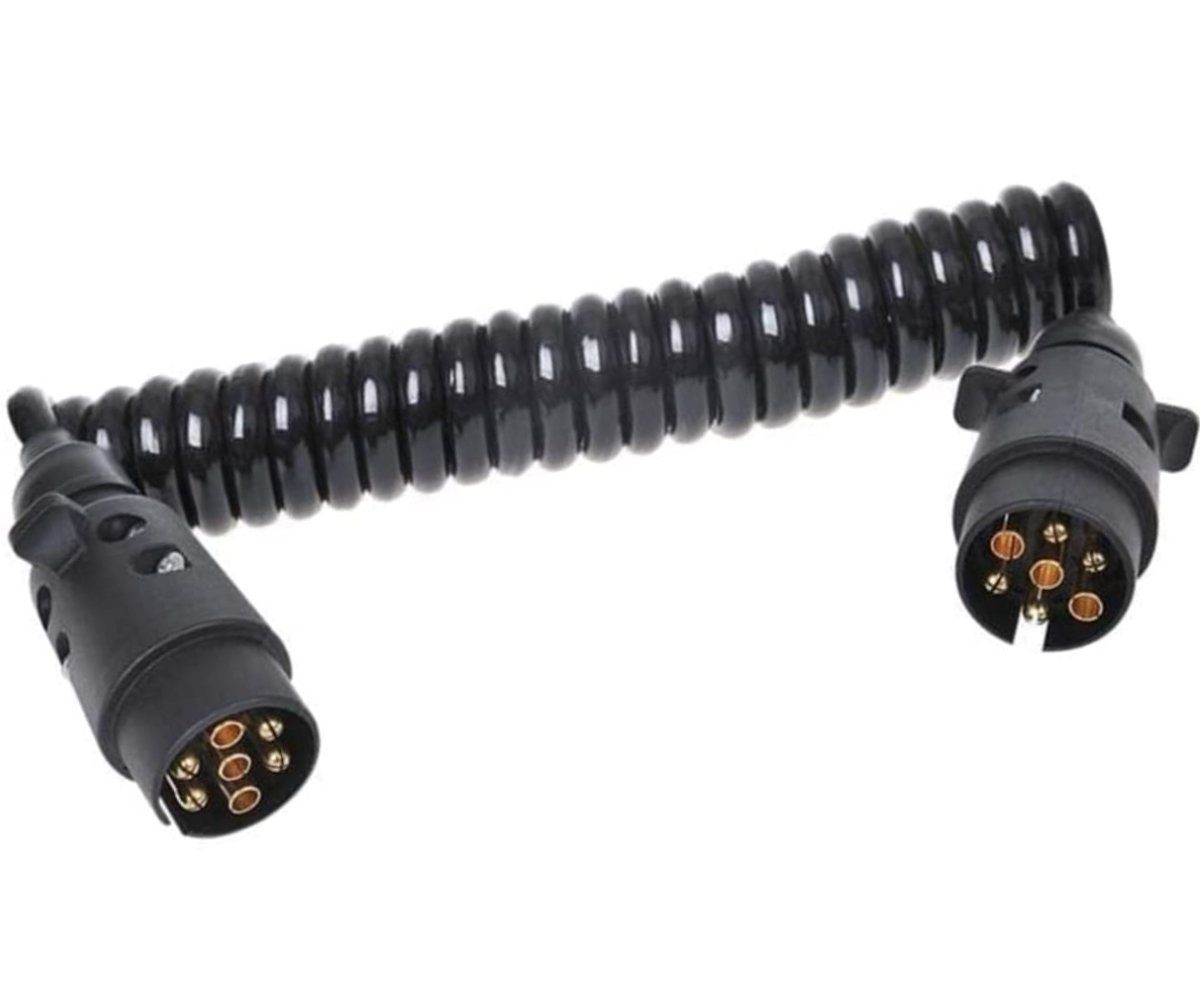 ProPlus 3m Anhängerkabel Spiralkabel 7-polig - Flexibles Verlängerungskabel Anhänger-Adapter 7-Polig, 300 cm, Spiralkabel