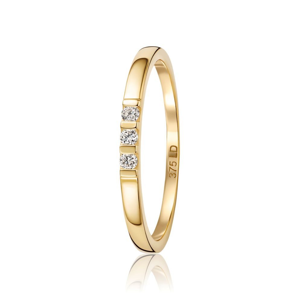 Miore Diamantring Trilogy für Damen in 9K (375) Gelbgold mit 3 Diamanten ges. 0,05 ct, in Stangenfassung - Echtgold