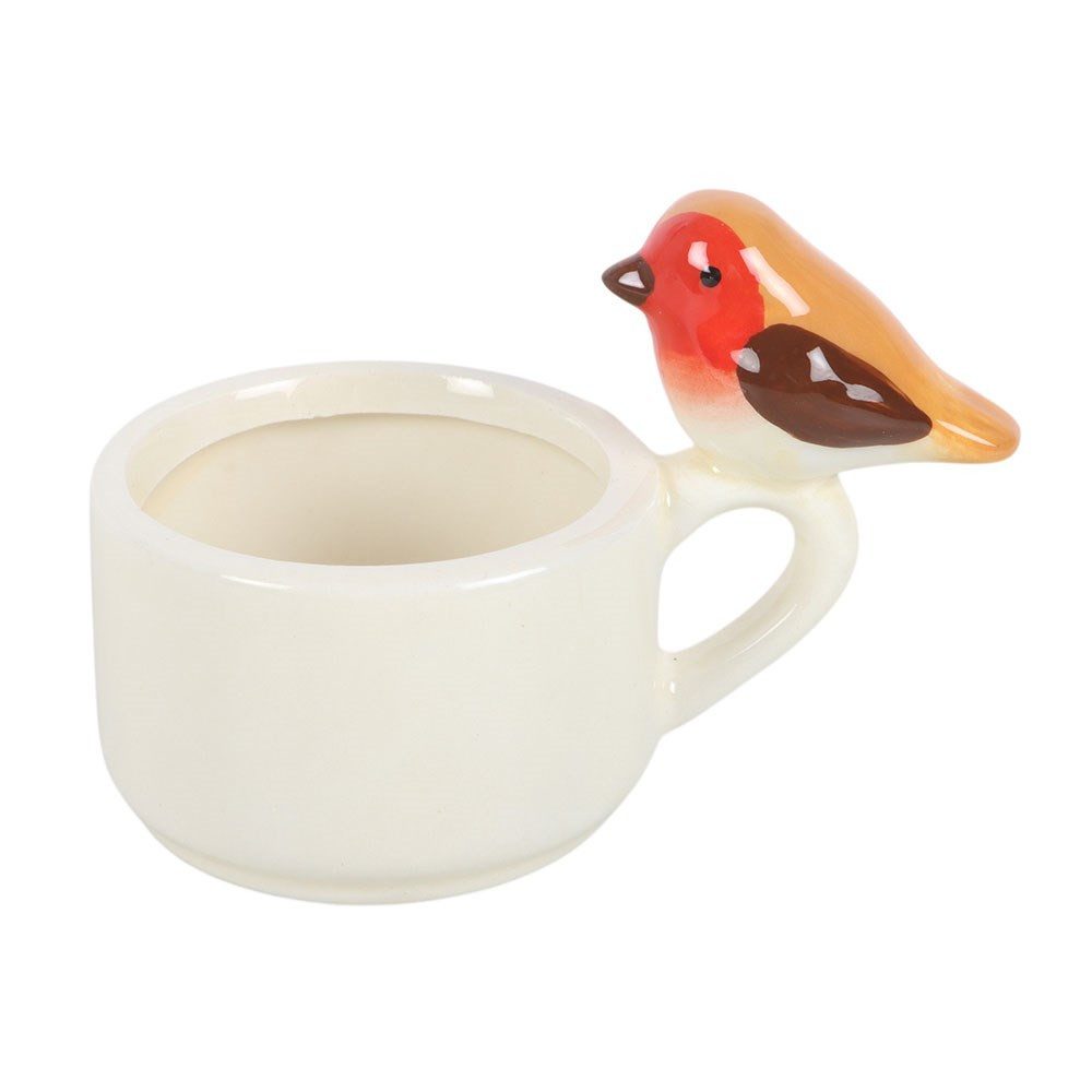 Something Different Teelichthalter Keramik Teelichthalter mit Rotkehlchen Robin