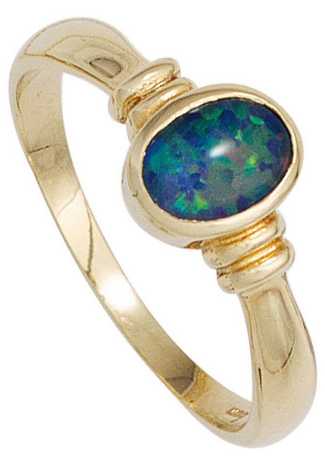 JOBO Goldring, 585 Gold mit Opal-Triplet... JOBO Goldring, 585 Gold mit Opal-Triplet...