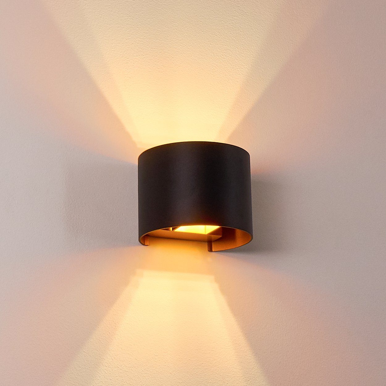 hofstein Wandleuchte »Vaccina« moderne Wandlampe aus Metall in Schwarz/Kupferfarben, ohne Leuchtmittel, 2700 Kelvin, m. verschiedenen Lichteffekten, Up&Down, G9 max., 350 Lumen
