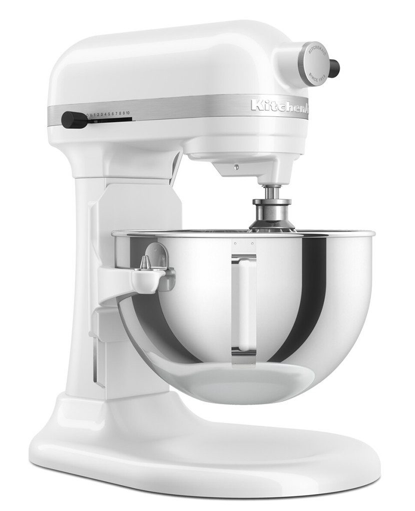 KitchenAid Küchenmaschine 5KSM55SXXEWH, 375 W, 5,2 l Schüssel, Ganzmetallgehäuse, Metallgetriebe und Wärmeschutz