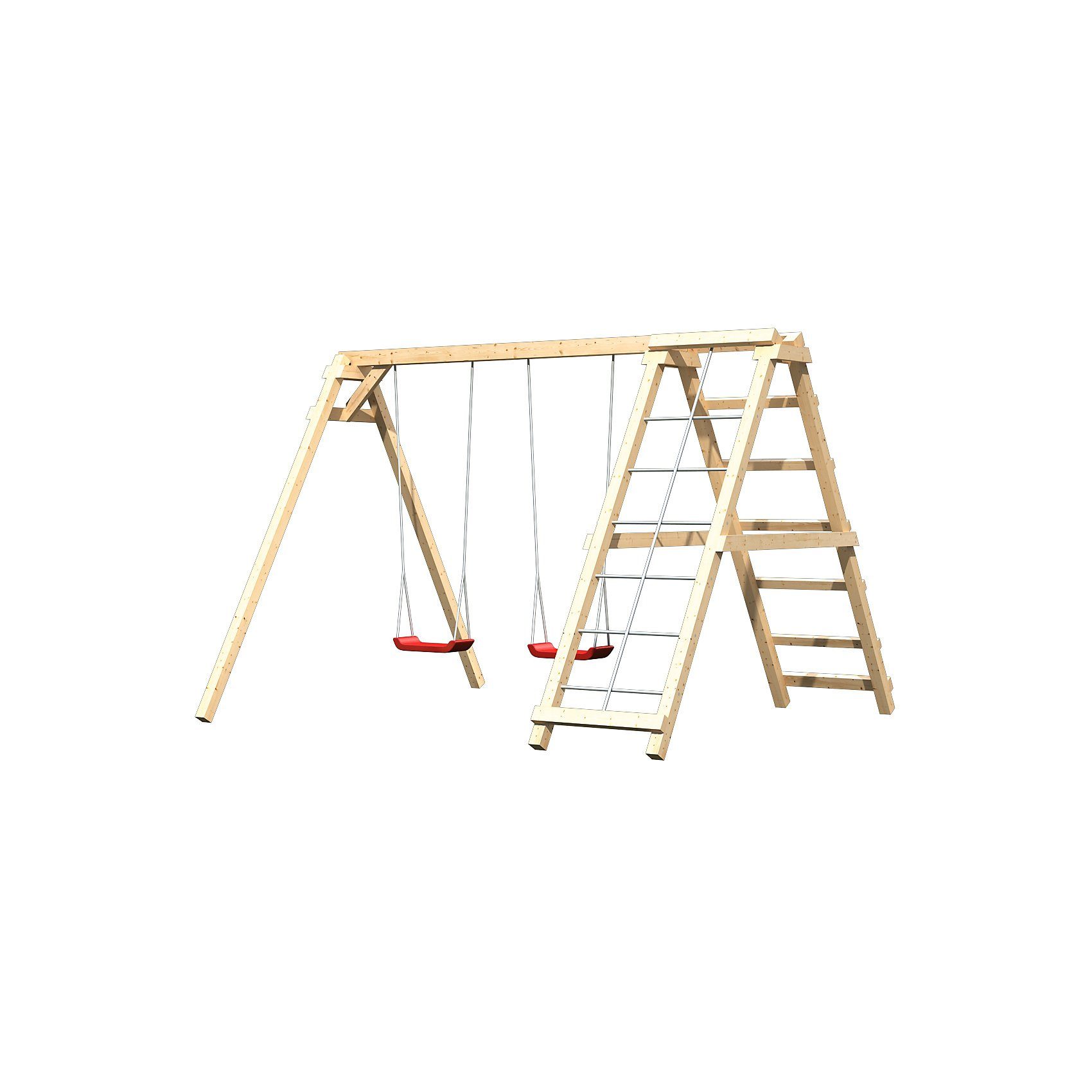 Doppelschaukel aus Holz mit Kletterleiter gartenschaukeln.de 2020
