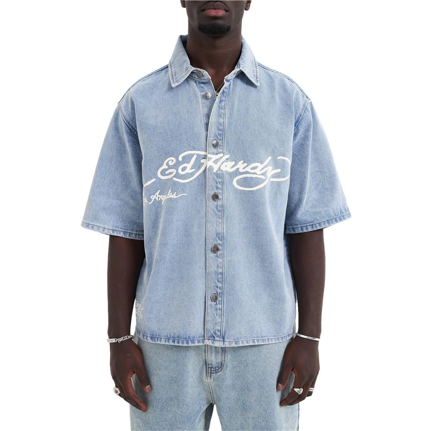 Ed Hardy Jeanshemd Jeansjacke Ed Hardy Eagle and Stars