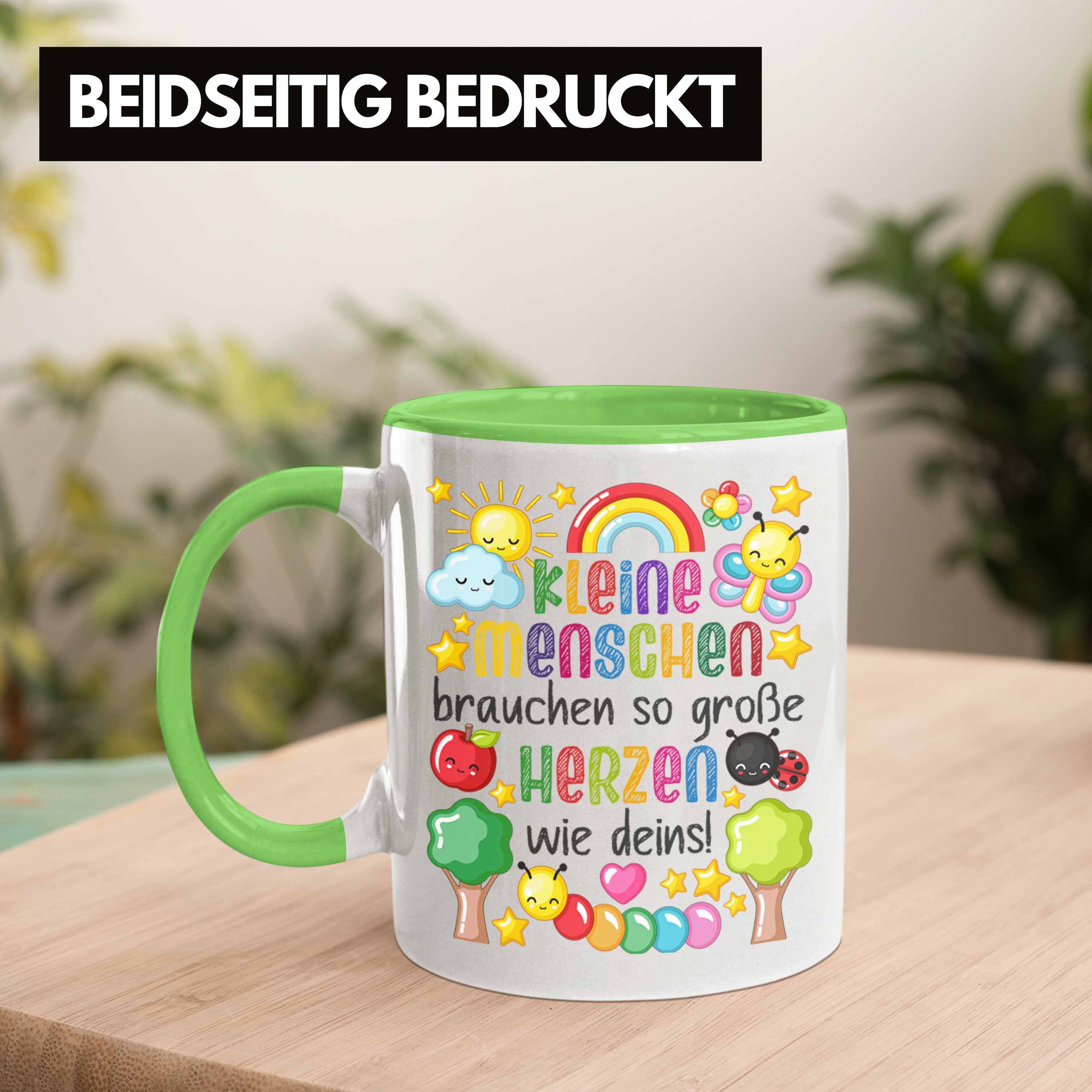 Spruch Brauchen Kindergärtnerin Erzieherin Trendation Dein Trendation Dankeschön Tasse - Menschen Geschenk Grün Beste Danke Herz Tasse Abschiedsgeschenk Kleine