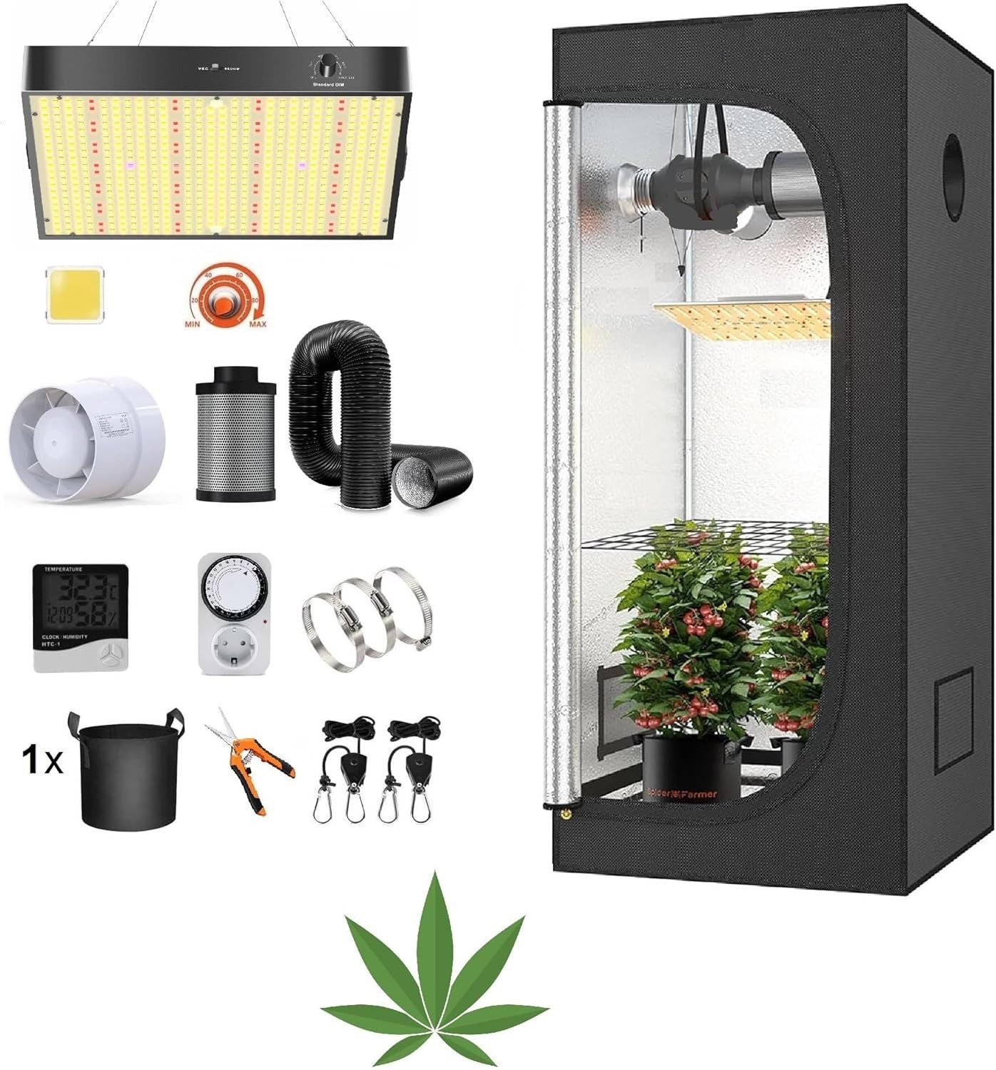 JUNG Gewächshaus Growbox Komplettset 60x60x140 cm, günstig online kaufen