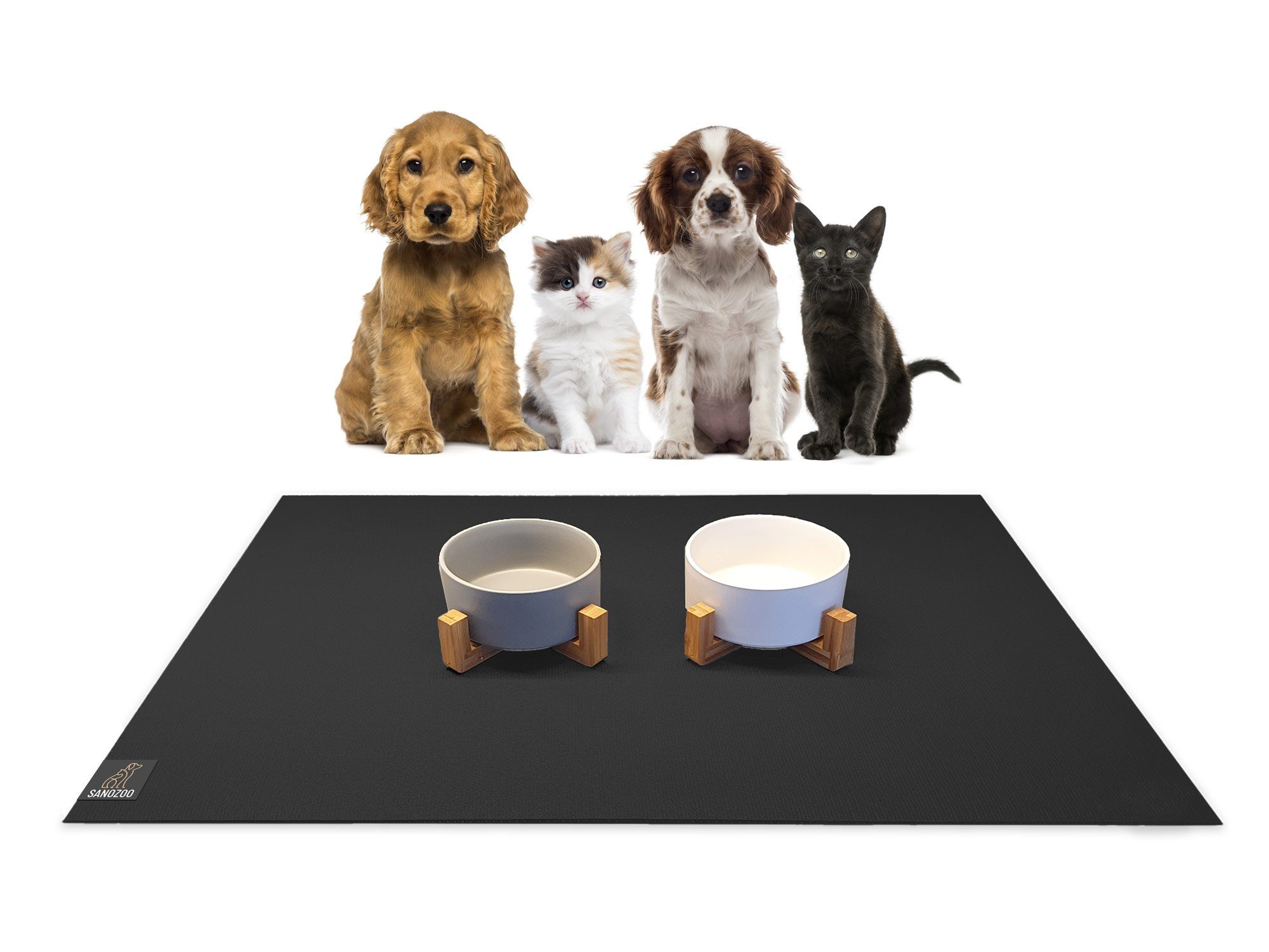 Sanozoo Napfunterlage SANOZOO® - Futtermatte 30 x 40 cm Schwarz, 1-St., für Hunde & Katzen in Eckig, Rund, Halbrund oder Eckrund