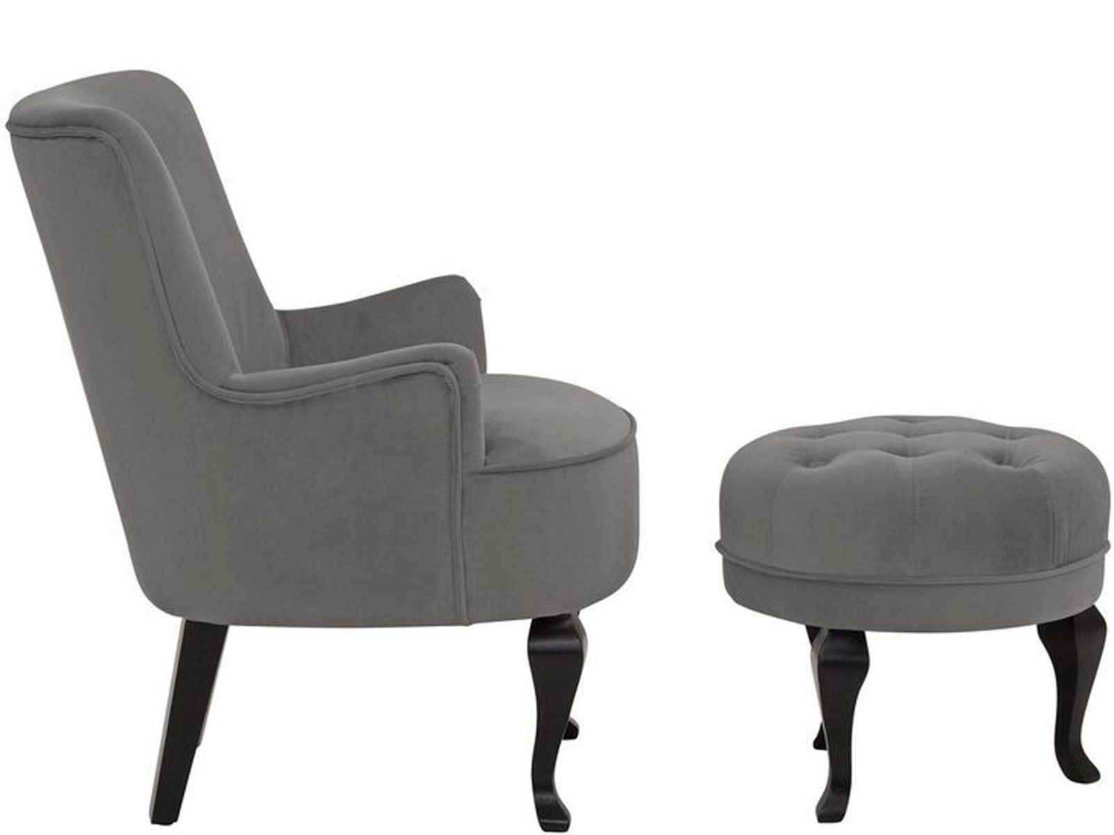 loft24 Sessel Dante (Sessel mit Hocker), mit Hocker, Samtbezug