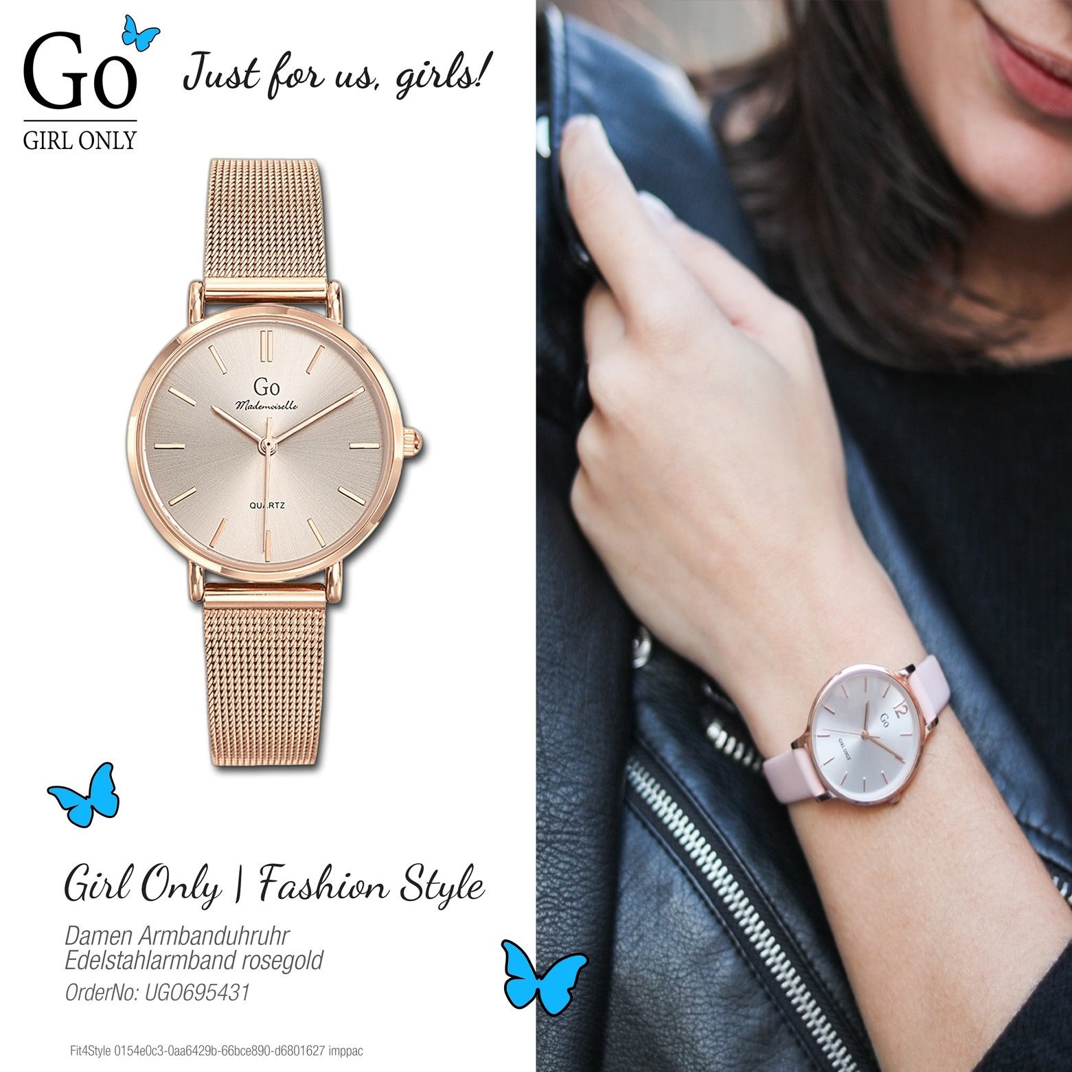 Girl Only Quarzuhr Girl Only GO Damen Armbanduhr, (Analoguhr), Damenuhr GO rosegold, mittel (ca 32mm) Edelstahlarmband, Fashion-Style