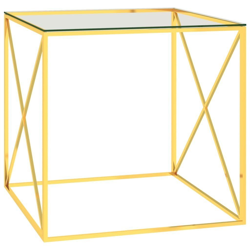 furnicato Couchtisch Golden 55x55x55 cm Edelstahl und Glas