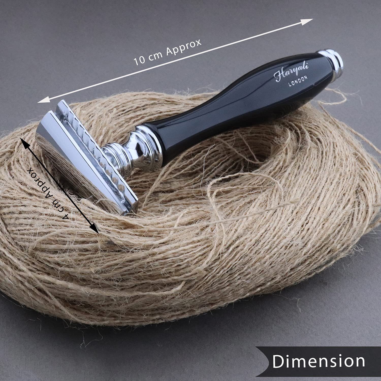 Haryali London Nassrasierer Doppelschneidiger Rasierhobel für Herren mit schwarzem Lederetui, Rasierset, 2-tlg., 1x Rasierer, Ledertasche, sorgt für eine angenehme Rasur mit doppelseitiger Klinge