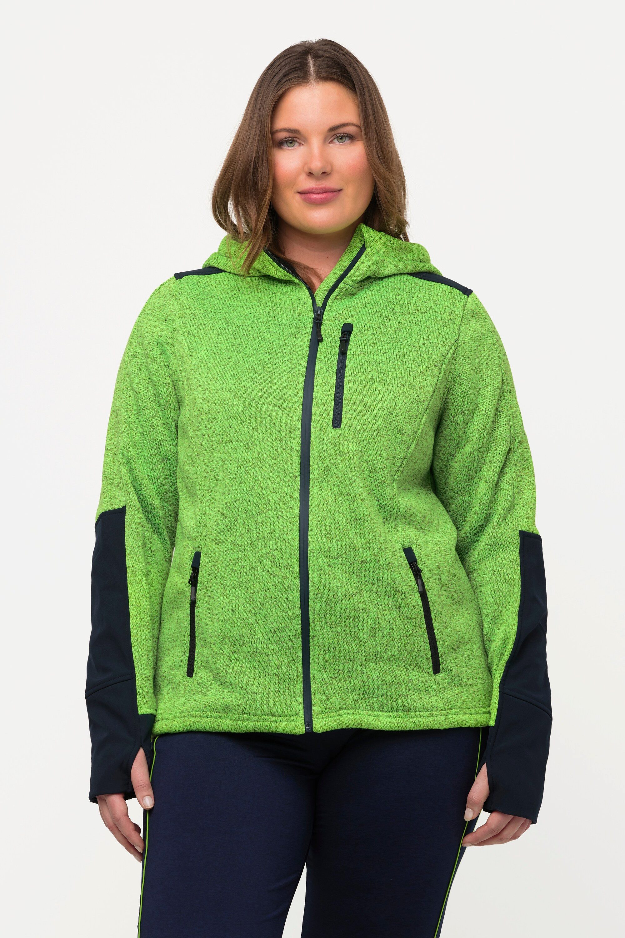 Ulla Popken Sweatjacke Fleecejacke Reflektordruck Kapuze günstig online kaufen