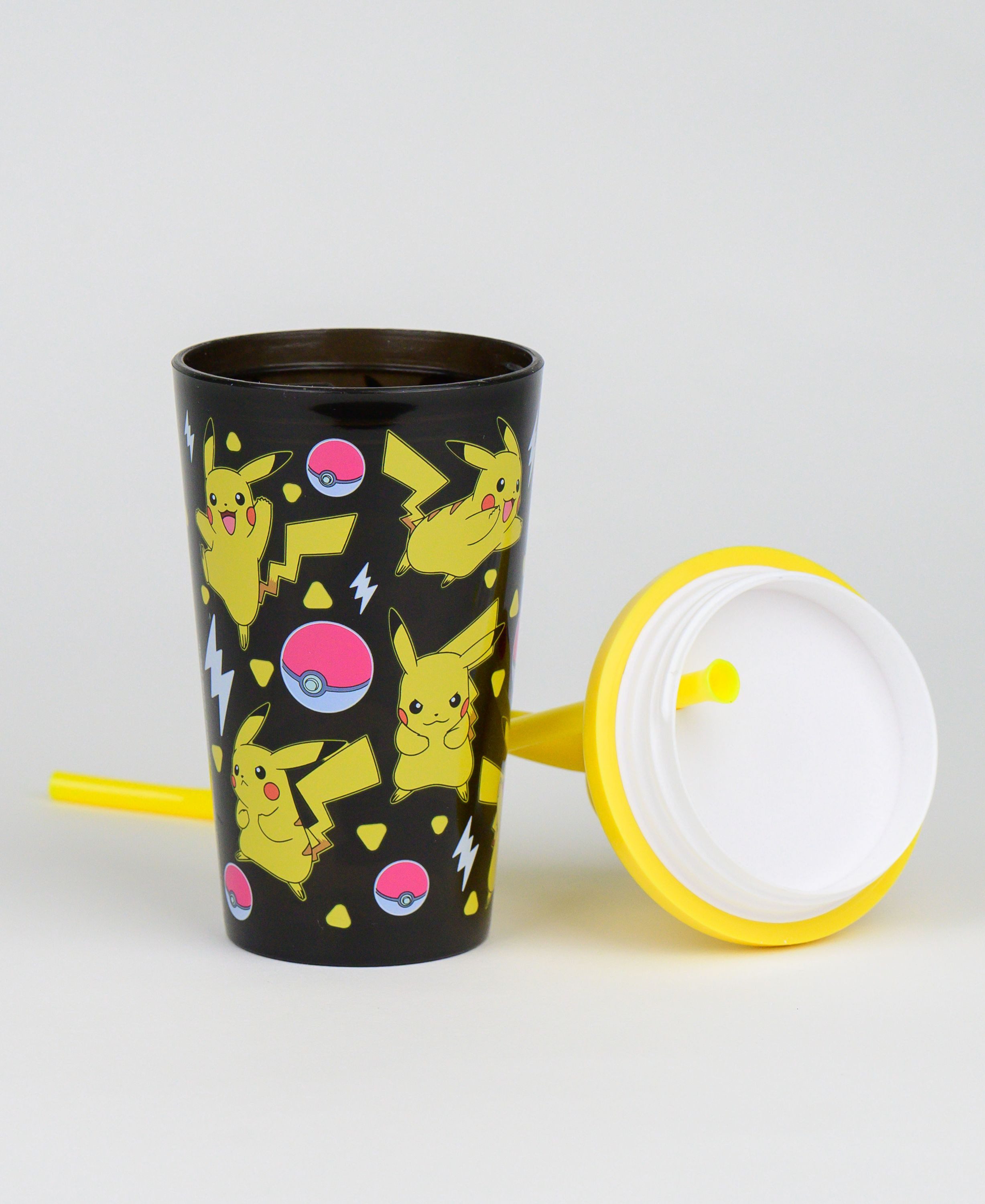 POKÉMON Kinderbecher Pikachu, PP, Deckel mit 3-D Topper und integriertem Trinkhalm 500 ml