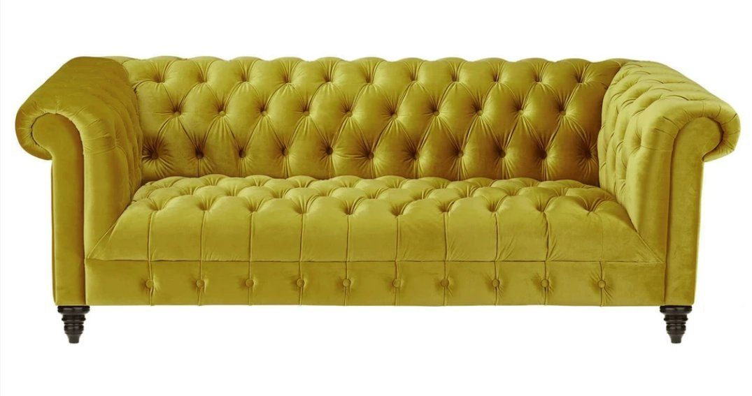 JVmoebel Chesterfield-Sofa Gelber Dreisitzer luxus Chesterfield Design Polstermobel Couch Neu, Made in Europe