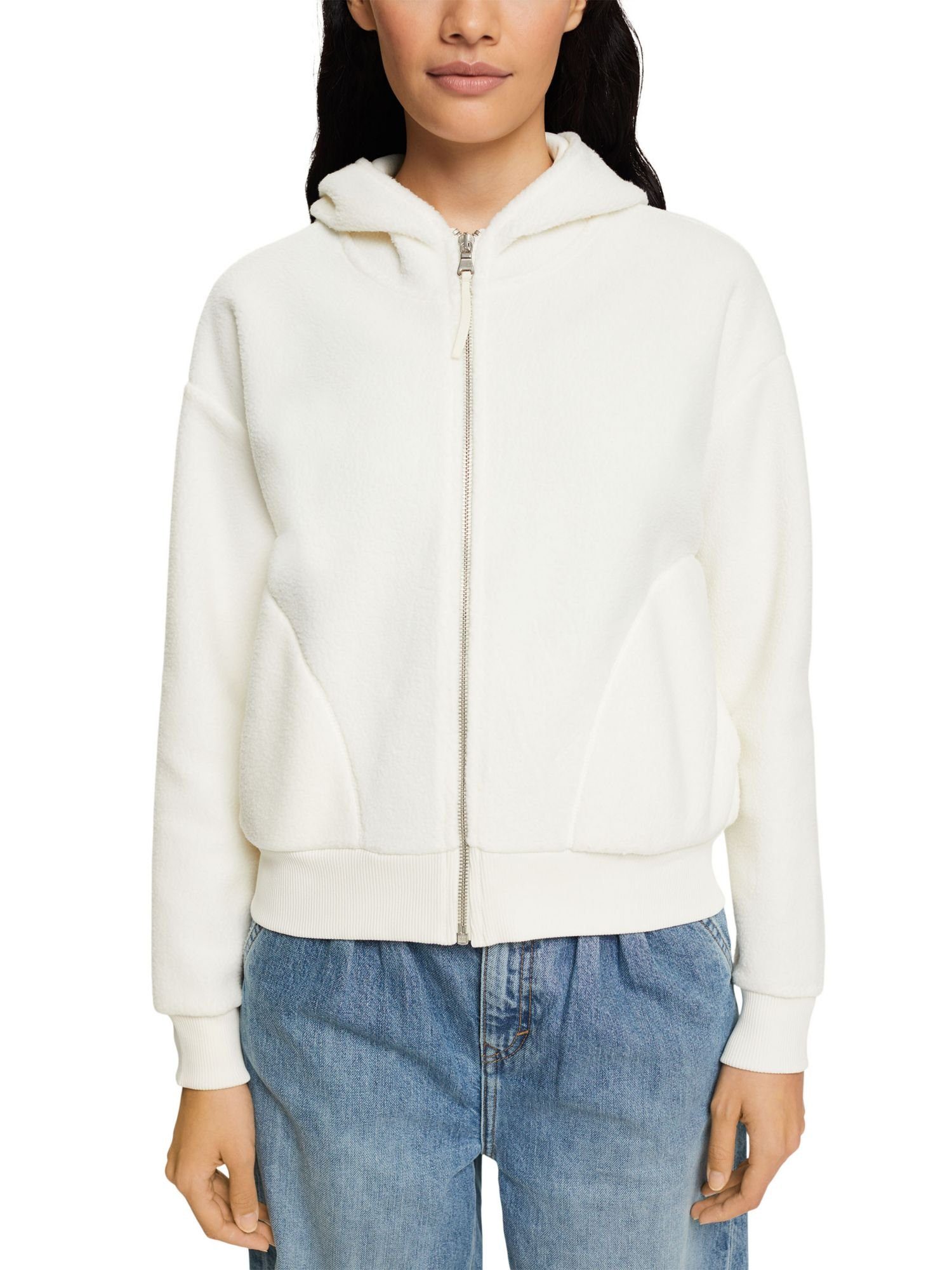 OFF Esprit (1-tlg) WHITE Flauschiger Teddy-Fleece aus Sweatshirt Hoodie