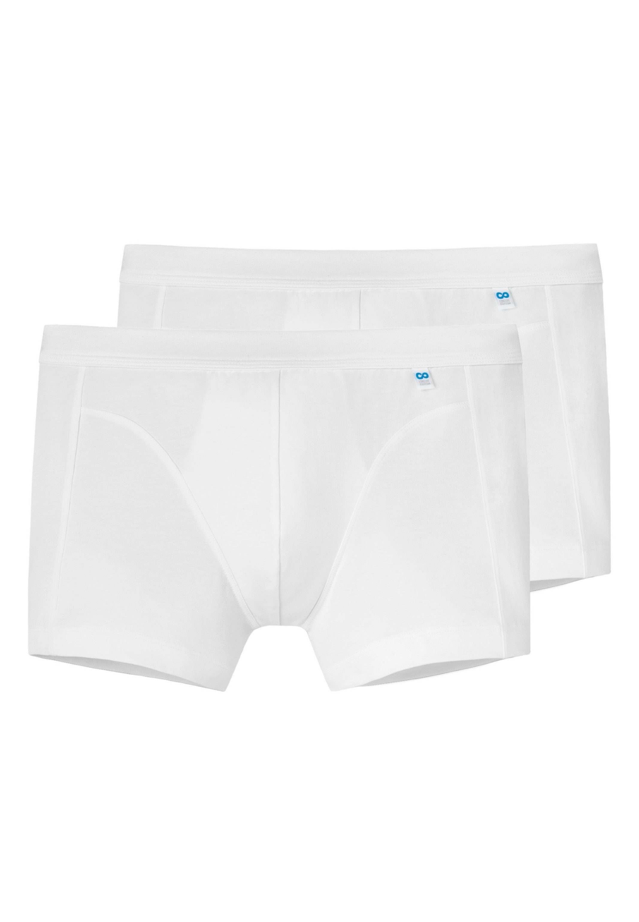 Schiesser Retro Boxer 2er Pack Long Life Cotton (Spar-Set, 2-St) Retro Short / Pant - Baumwolle - Ohne Eingriff - Perfekte Passform Weiß