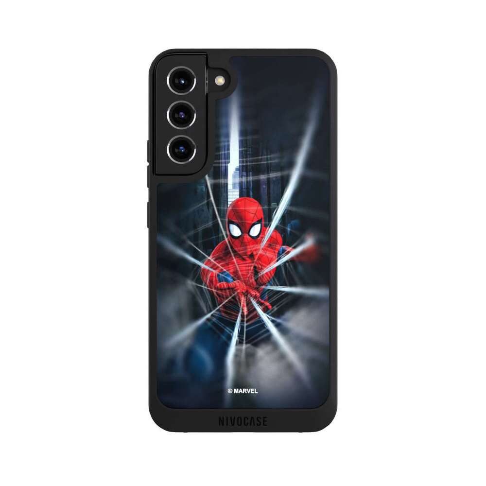 NIVOCASE Handyhülle Marvel Spider-Man Kinofilm Spider-Man Webs In Action, Samsung Galaxy S22+ Handyhülle Hülle NIVOpure Case Schwarz
