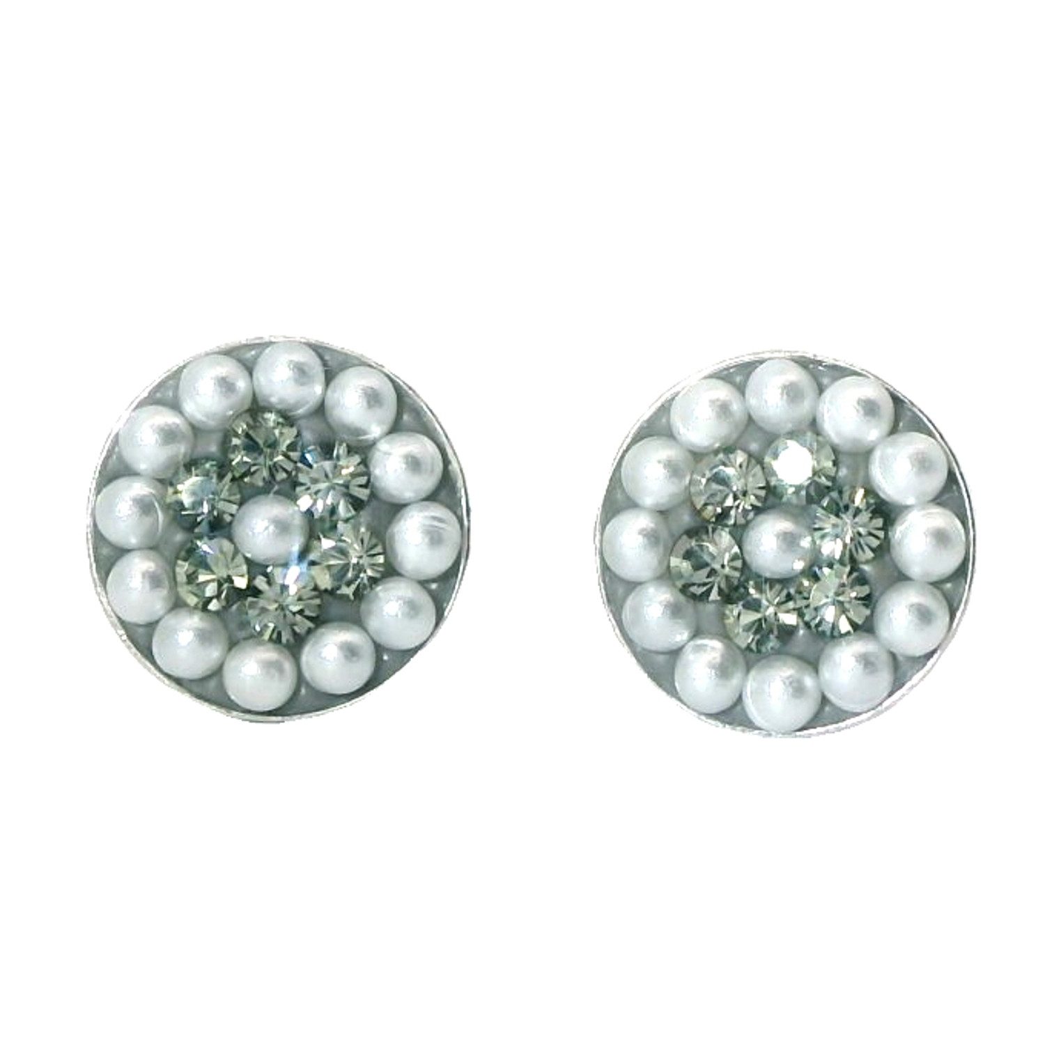 Impala Paar Ohrstecker Geli aus 925 Silber mit Kristallen & Perlen, Ø 8 mm, 925 Sterling Silber, mit Kristallsteinen und Imitatperlen
