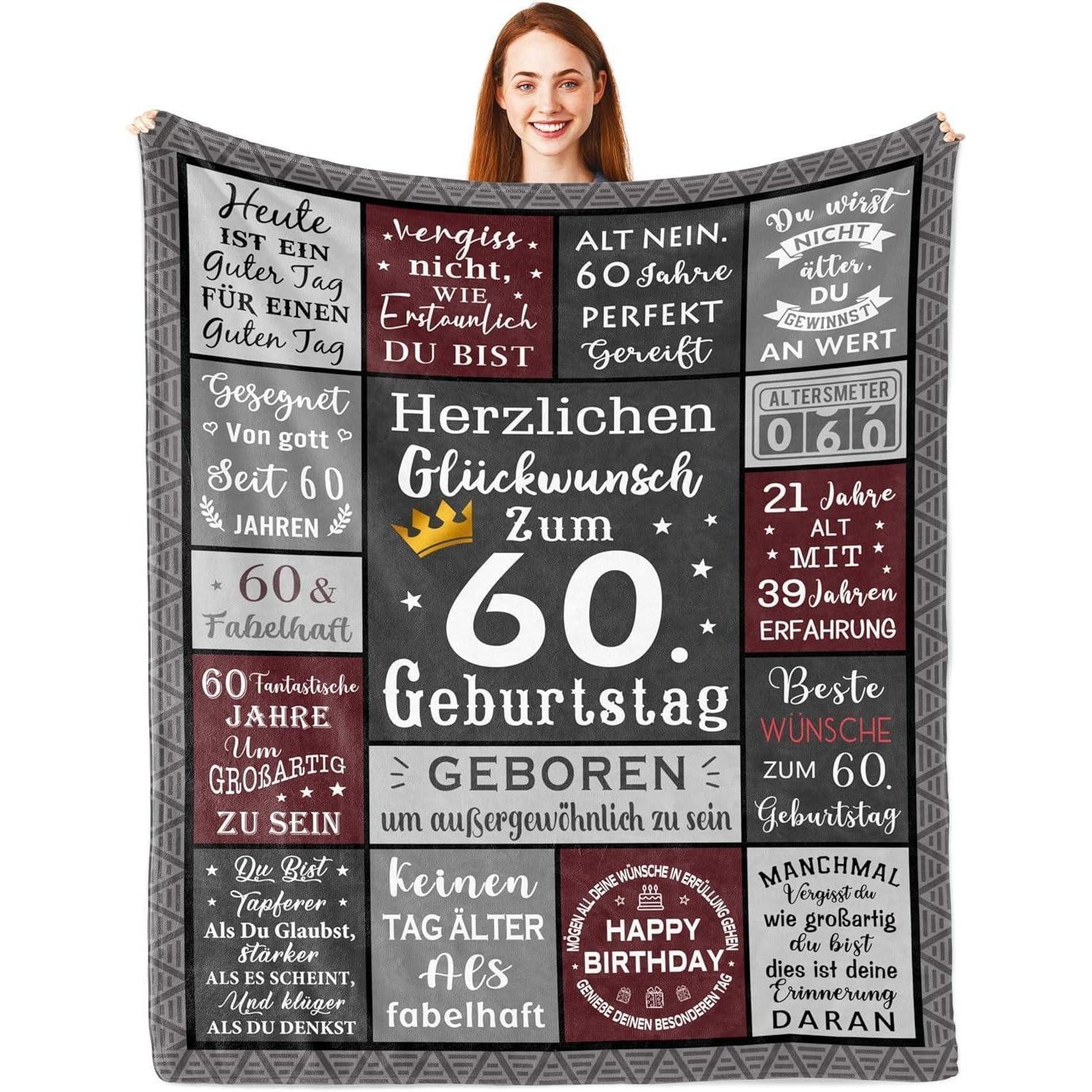 Wohndecke Decke 150x130cm 60 Geburtstag Mann Geschenk 60th Geschenk 150x130CM, LuxusKollektion