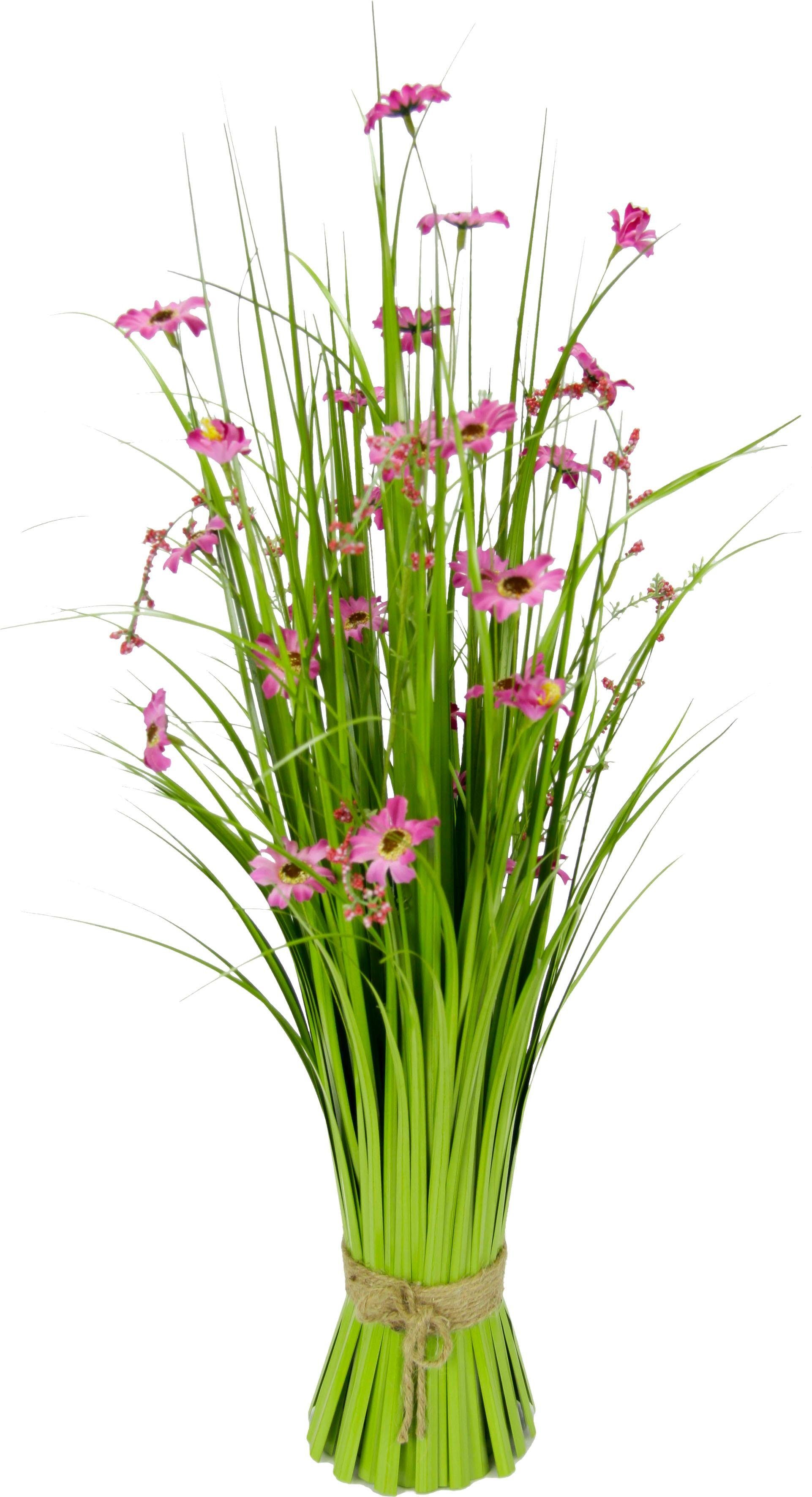 Kunstgras Gras, I.GE.A., Höhe 65 cm, Grasbund mit Blüten ...