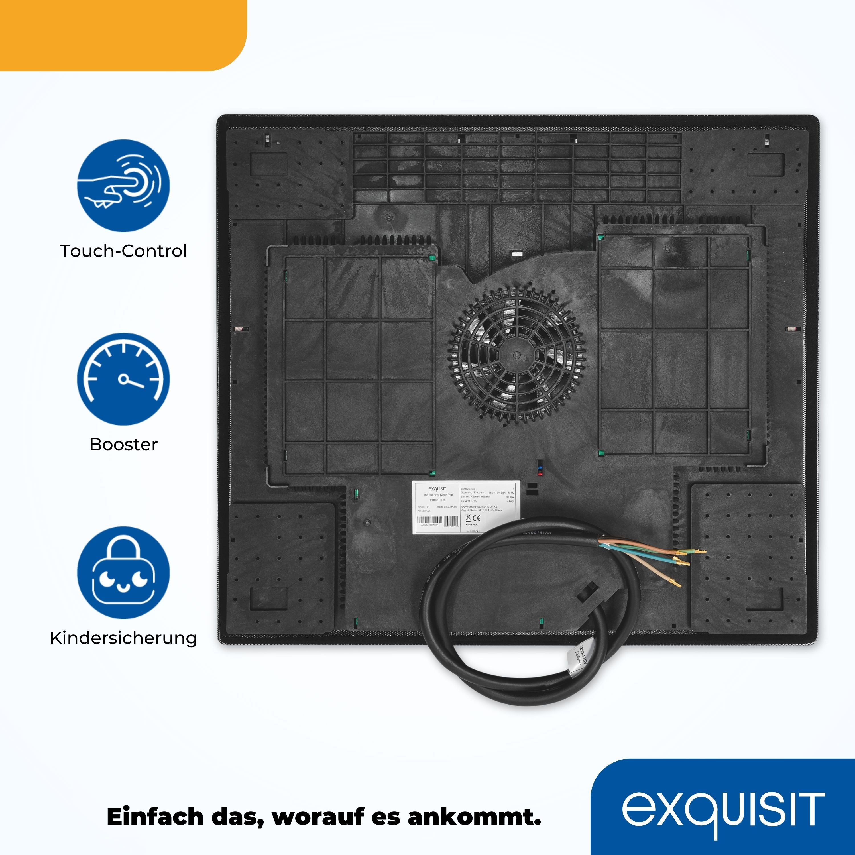 exquisit Induktions-Kochfeld EKI 601-2.3, Touch-Control, Modern, Kindersicherung