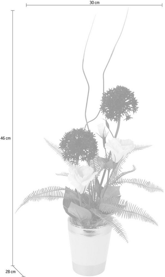 Kunstpflanze Allium/Lysianthus, I.GE.A., Höhe 46 cm, Arrangement im Topf-HomeTrends