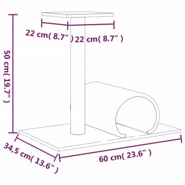 vidaXL Kratzbaum Kratzbaum mit Tunnel Hellgrau 60x34,5x50 cm Katze Spielzeug Klettern