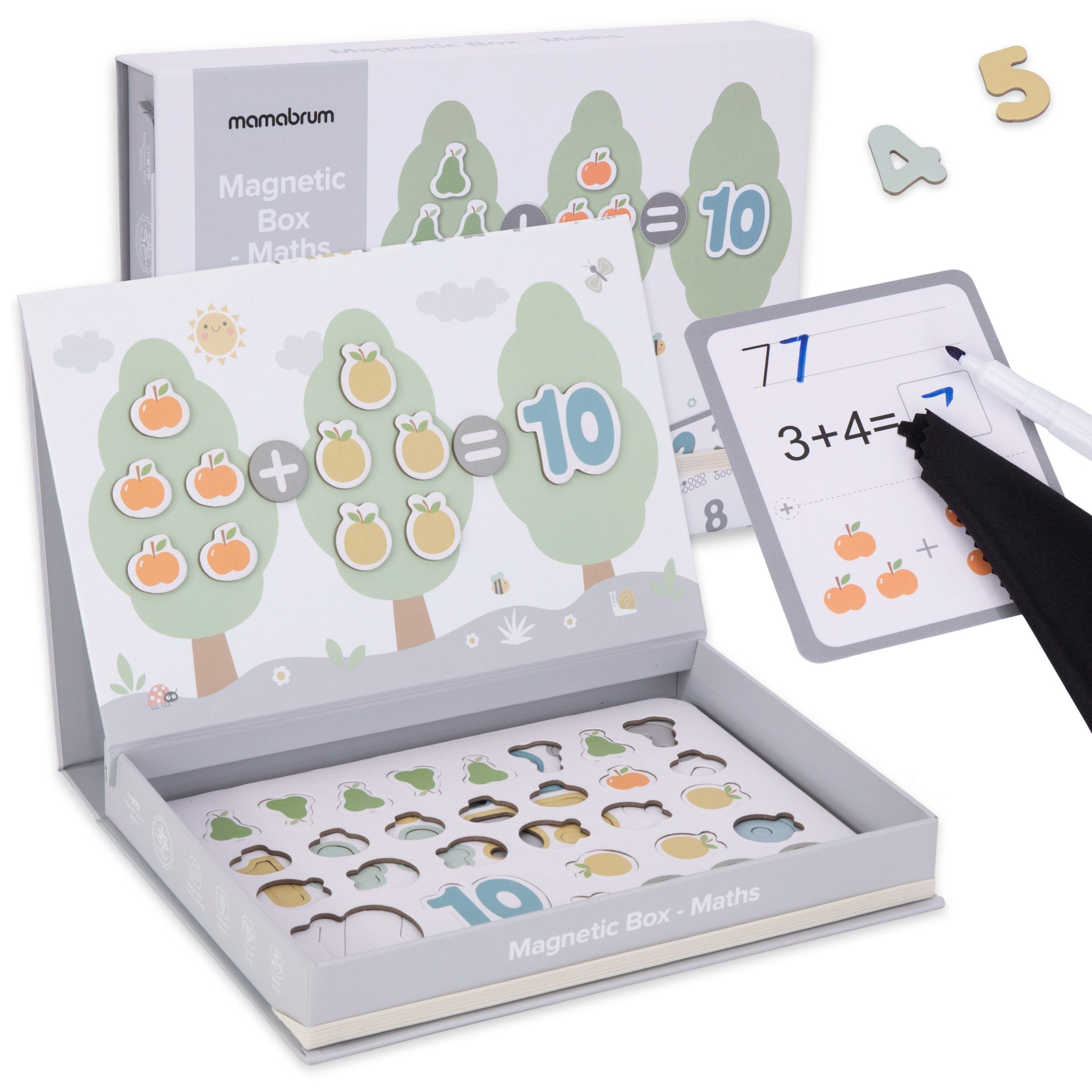 Mamabrum Puzzle-Sortierschale Magnetisches Mathepuzzle und lernen Zahlen Zählen - Lernbox 