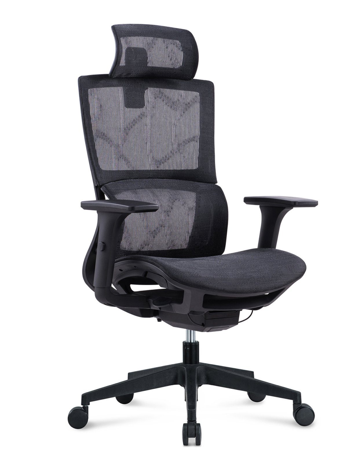 MIIGA Drehstuhl (1-Stuhl-Packung), ergonomisch atmungsaktiv belastbar bis 150kg Schwarz | Schwarz