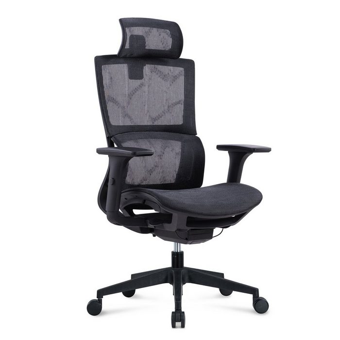 MIIGA Drehstuhl (1-Stuhl-Packung) ergonomisch verstellbare Kopfstütze Sitzhöhe und Rückenlehne belastbar bis 150kg atmungsaktives Material