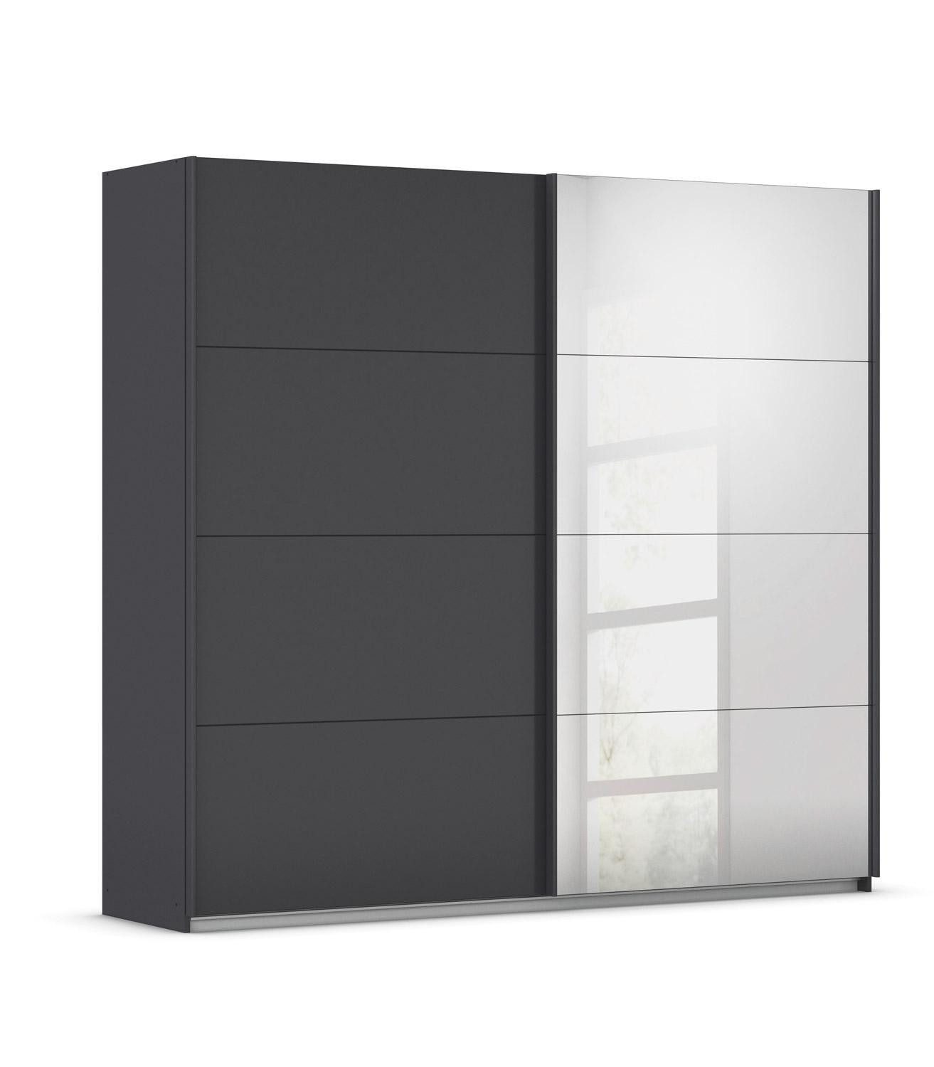 rauch Schwebetürenschrank QUADRA, B 181 cm x H 210 cm, Grau Metallic, 2 Türen, mit Spiegel