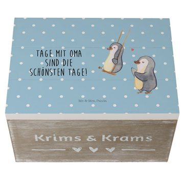 Mr. & Mrs. Panda Dekokiste Pinguin Oma schaukeln - Blau Pastell - Geschenk, XXL, Geschenk für Om (1 St)