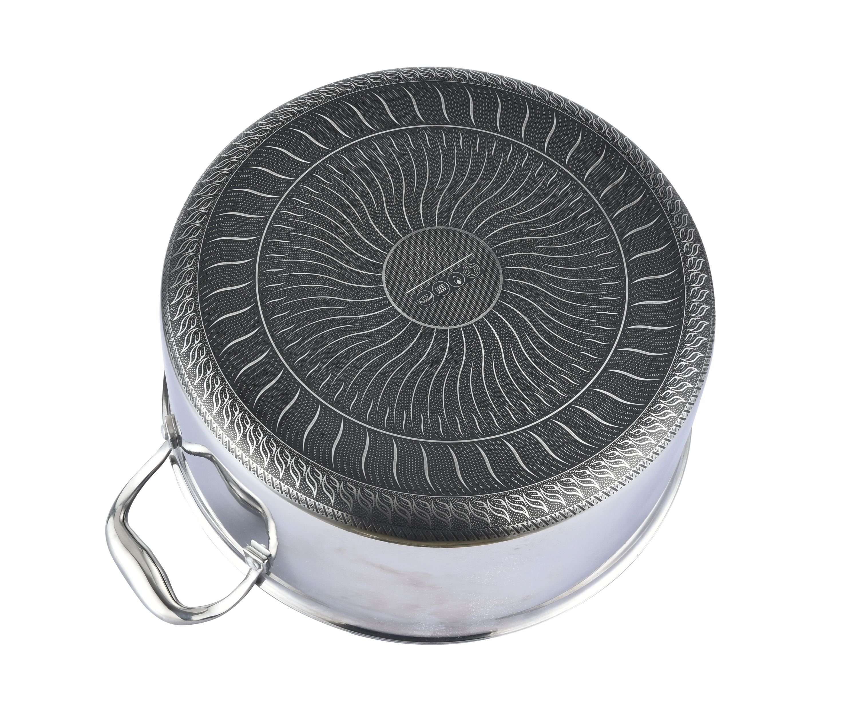 Cheffinger Topf-Set Kochtopf Topf Ø28cm Massiv Edelstahl mit Glasdeckel Induktion, Material: Glas, Edelstahl