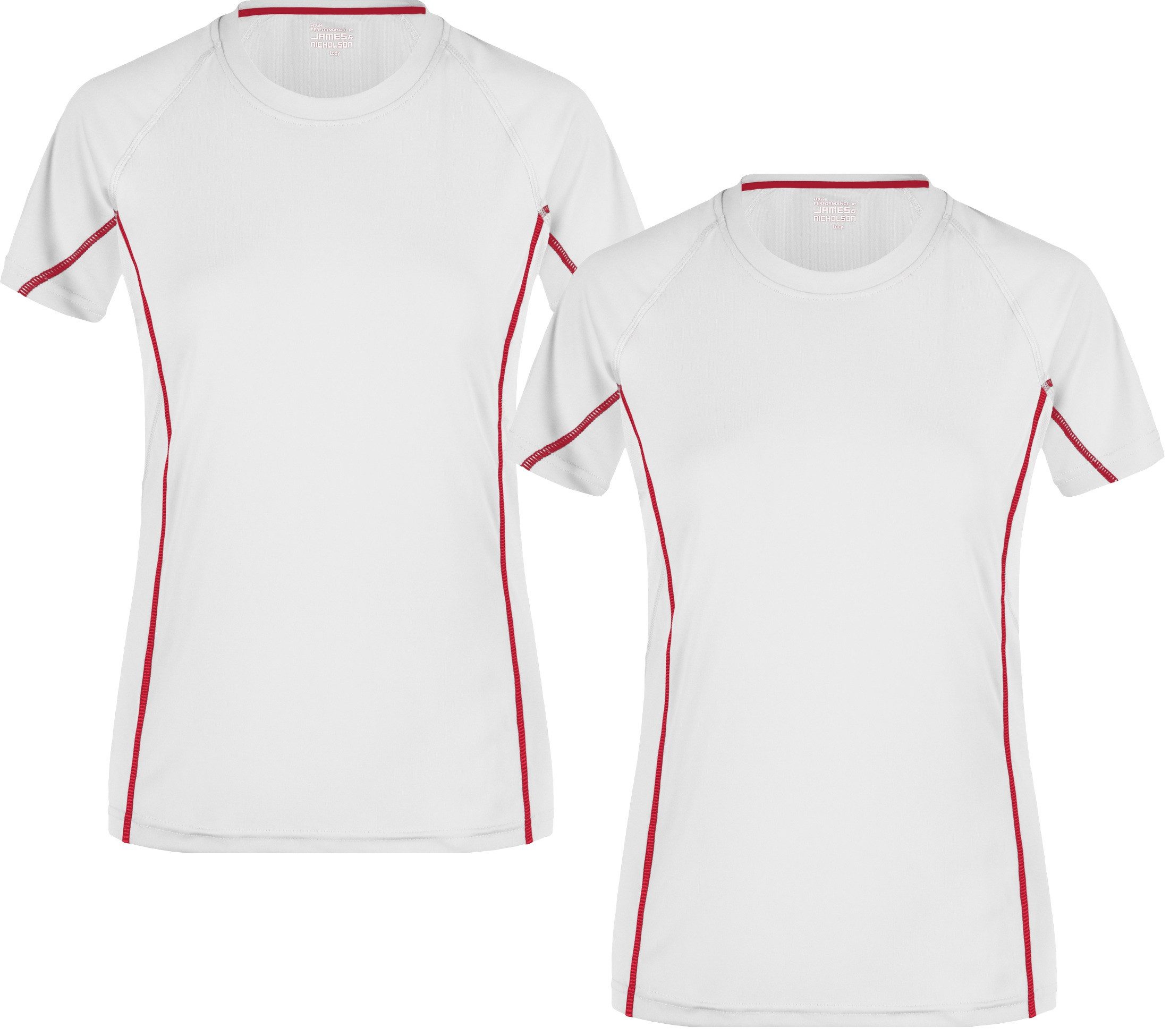 James & Nicholson Laufshirt Doppelpack Damen Sportshirt mit reflektierenden Details JN422 (Doppelpack, 2 Stück) Feuchtigkeitsregulierend, atmungsaktiv und schnell trocknend