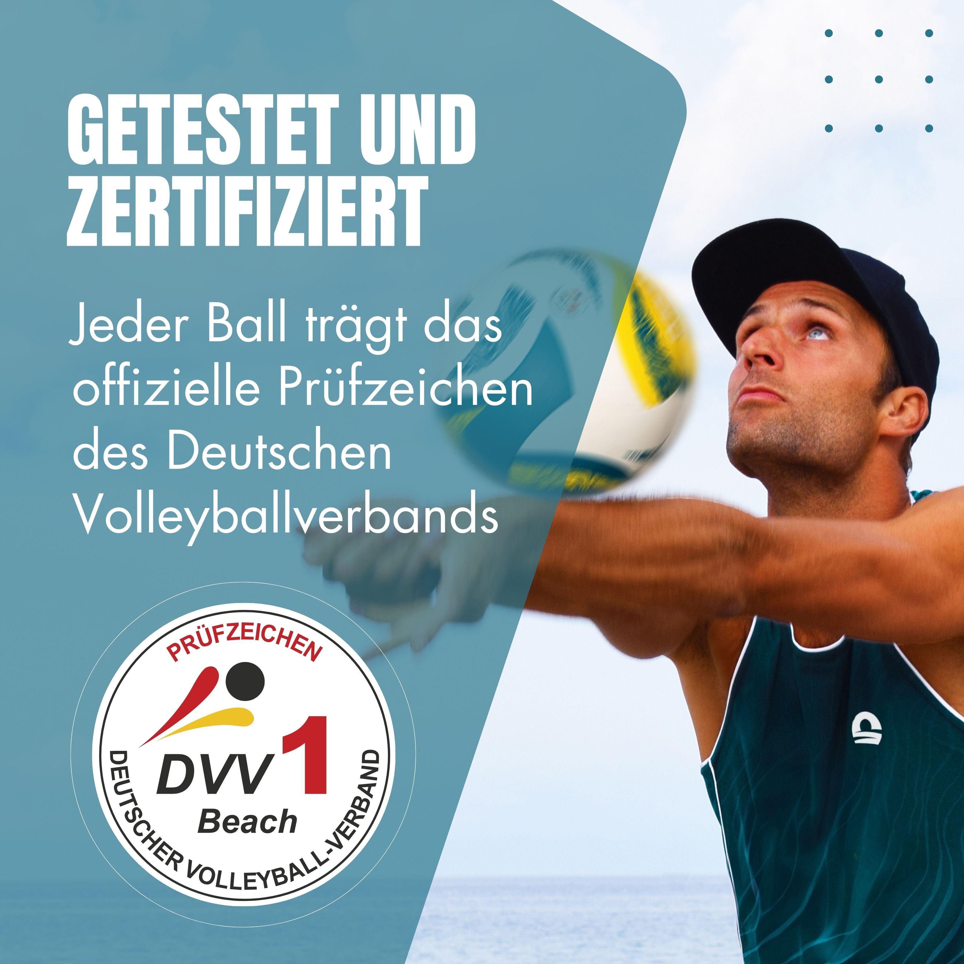 Momevo Beachvolleyball Momevo SunPro DVV1 zertifiziert - Profi Ball blau gelb