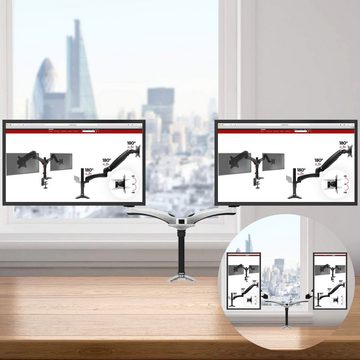 Duronic Monitorständer, (DM652 Monitorarm, Gasdruckfeder Monitor Halterung 2 Bildschirme bis 27" Zoll, LCD LED Display Ständer bis 8 kg, Höhenverstellbar, Neigbar -90° bis +85°, Drehbar 360°, Monitorhalterung)