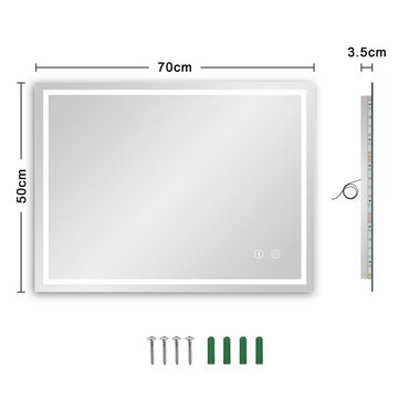 Dripex Badspiegel LED Rechteckig Badezimmerspiegel 3 Lichtfarbe